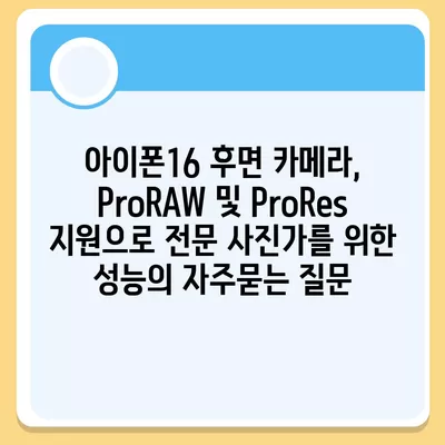 아이폰16 후면 카메라, ProRAW 및 ProRes 지원으로 전문 사진가를 위한 성능