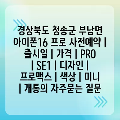 경상북도 청송군 부남면 아이폰16 프로 사전예약 | 출시일 | 가격 | PRO | SE1 | 디자인 | 프로맥스 | 색상 | 미니 | 개통