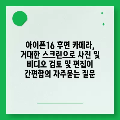 아이폰16 후면 카메라, 거대한 스크린으로 사진 및 비디오 검토 및 편집이 간편함