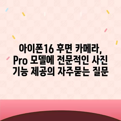 아이폰16 후면 카메라, Pro 모델에 전문적인 사진 기능 제공