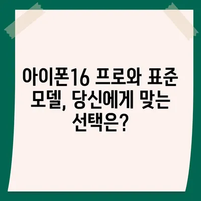 아이폰16 가격 비교 | 프로 대 표준 모델