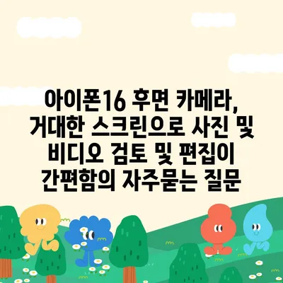 아이폰16 후면 카메라, 거대한 스크린으로 사진 및 비디오 검토 및 편집이 간편함