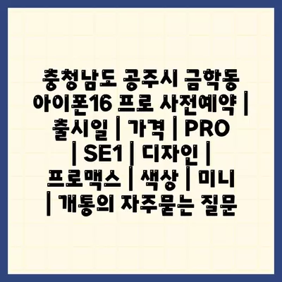 충청남도 공주시 금학동 아이폰16 프로 사전예약 | 출시일 | 가격 | PRO | SE1 | 디자인 | 프로맥스 | 색상 | 미니 | 개통