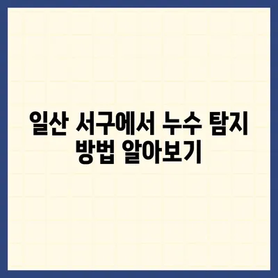 일산 서구 누수탐지 이사 후 누수 해결