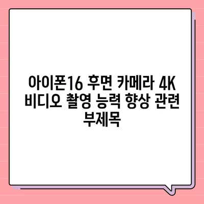 아이폰16 후면 카메라, 4K 비디오 촬영 능력 향상