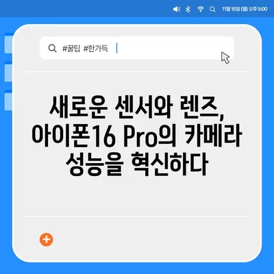 아이폰16 후면 카메라, Pro 모델에 전문적인 사진 기능 제공