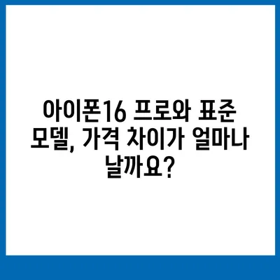 아이폰16 가격 비교 | 프로 대 표준 모델