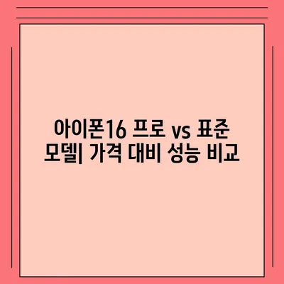 아이폰16 가격 비교 | 프로 대 표준 모델