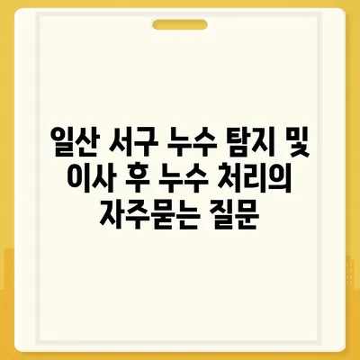 일산 서구 누수 탐지 및 이사 후 누수 처리