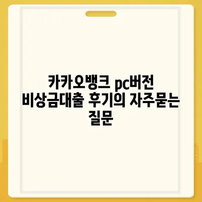 카카오뱅크 pc버전 비상금대출 후기