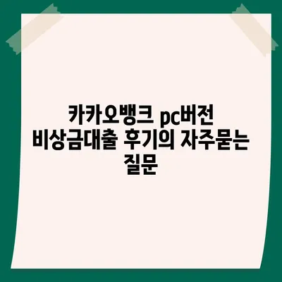 카카오뱅크 pc버전 비상금대출 후기