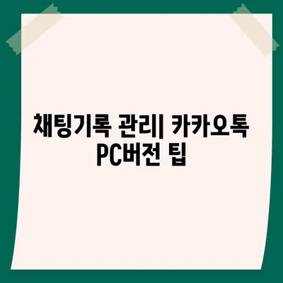 카카오톡 pc버전 채팅기록