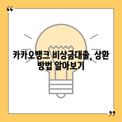 카카오뱅크 비상금대출 상환