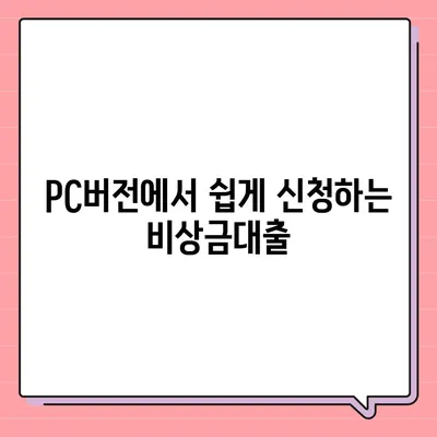 카카오뱅크 pc버전 비상금대출 신청