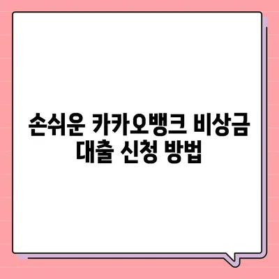 카카오뱅크 비상금 대출 신청 가이드