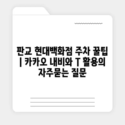 판교 현대백화점 주차 꿀팁 | 카카오 내비와 T 활용