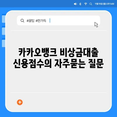 카카오뱅크 비상금대출 신용점수