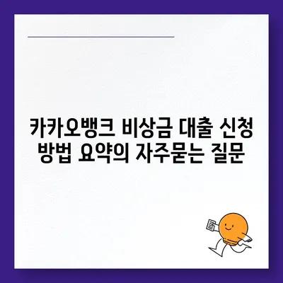 카카오뱅크 비상금 대출 신청 방법 요약