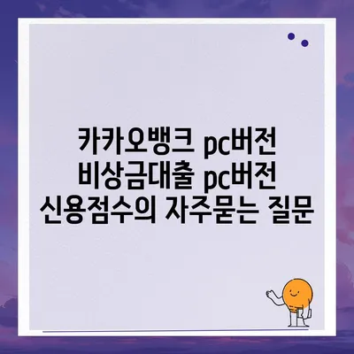 카카오뱅크 pc버전 비상금대출 pc버전 신용점수