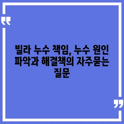 빌라 누수 책임, 누수 원인 파악과 해결책