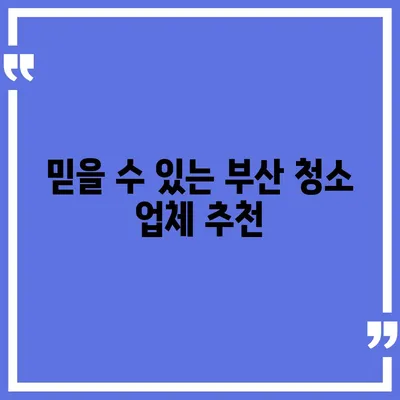 부산 이사 청소 최고의 선택