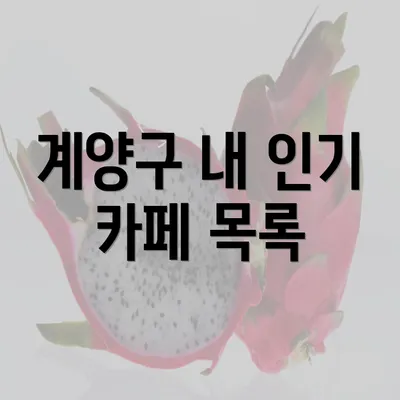 계양구 내 인기 카페 목록