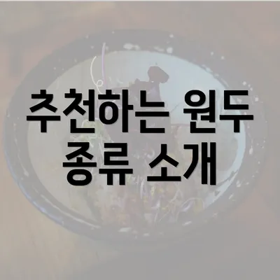 추천하는 원두 종류 소개