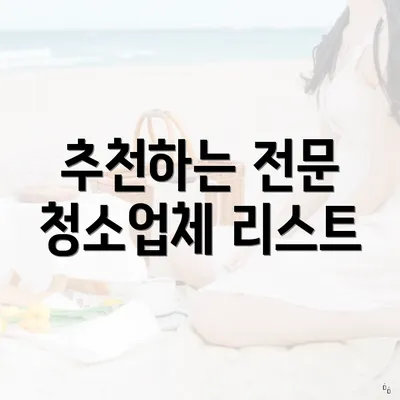 추천하는 전문 청소업체 리스트