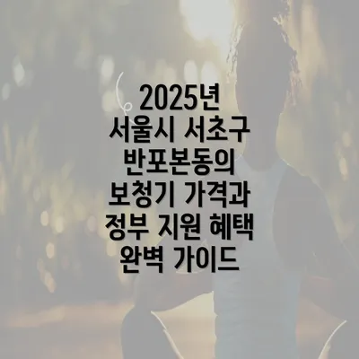 2025년 서울시 서초구 반포본동의 보청기 가격과 정부 지원 혜택 완벽 가이드