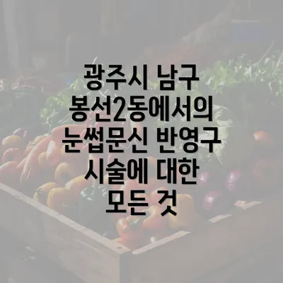 광주시 남구 봉선2동에서의 눈썹문신 반영구 시술에 대한 모든 것