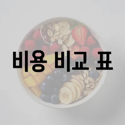 비용 비교 표