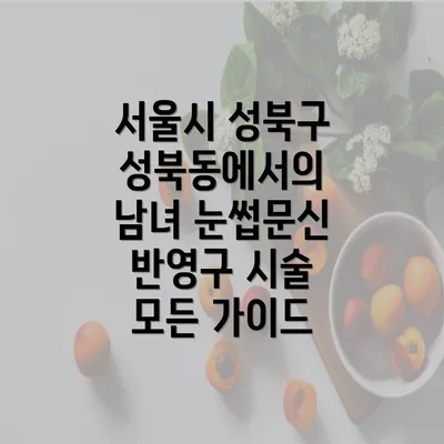 서울시 성북구 성북동에서의 남녀 눈썹문신 반영구 시술 모든 가이드