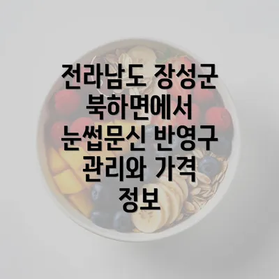 전라남도 장성군 북하면에서 눈썹문신 반영구 관리와 가격 정보