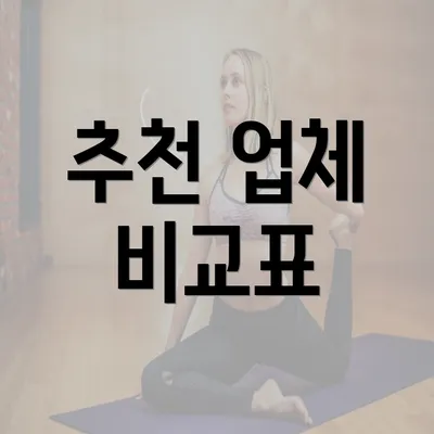 추천 업체 비교표