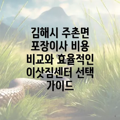 김해시 주촌면 포장이사 비용 비교와 효율적인 이삿짐센터 선택 가이드