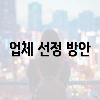 업체 선정 방안