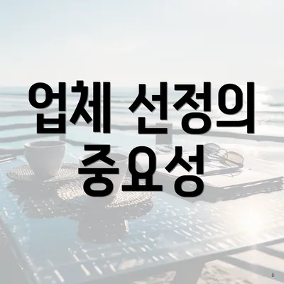 업체 선정의 중요성