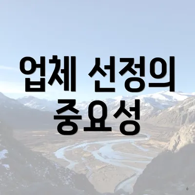 업체 선정의 중요성
