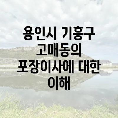 용인시 기흥구 고매동의 포장이사에 대한 이해