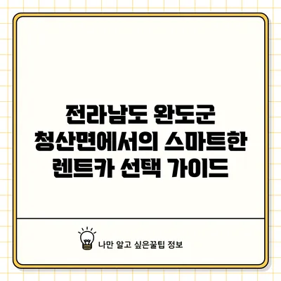 전라남도 완도군 청산면에서의 스마트한 렌트카 선택 가이드