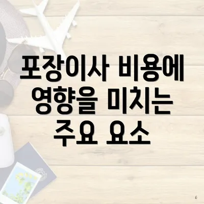 포장이사 비용에 영향을 미치는 주요 요소