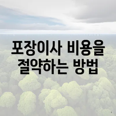 포장이사 비용을 절약하는 방법