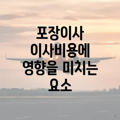 포장이사 이사비용에 영향을 미치는 요소