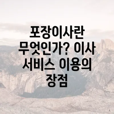 포장이사란 무엇인가? 이사 서비스 이용의 장점
