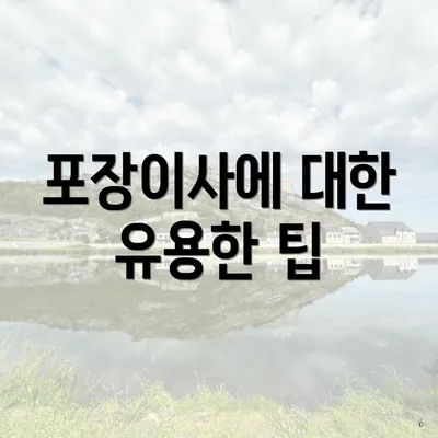 포장이사에 대한 유용한 팁
