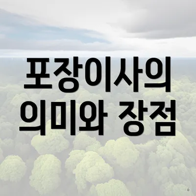 포장이사의 의미와 장점