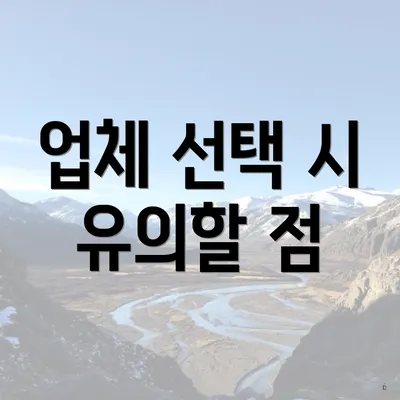 업체 선택 시 유의할 점