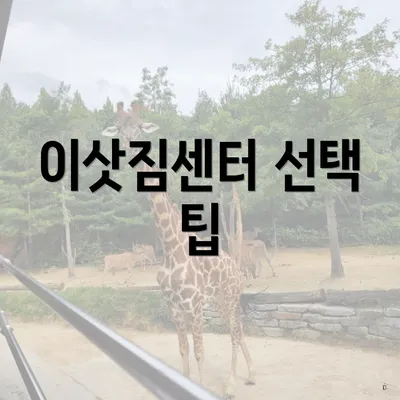 이삿짐센터 선택 팁