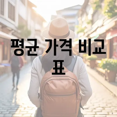 평균 가격 비교 표