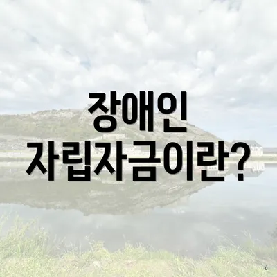 장애인 자립자금이란?